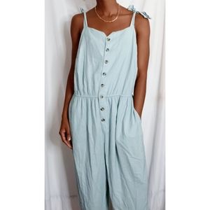Modcloth Powder Blue Linen Jumpsuit